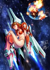Miria transforms into starfighter by Sugippon