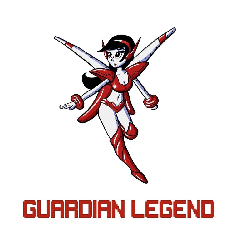 Guardian Legend Miria with game logo